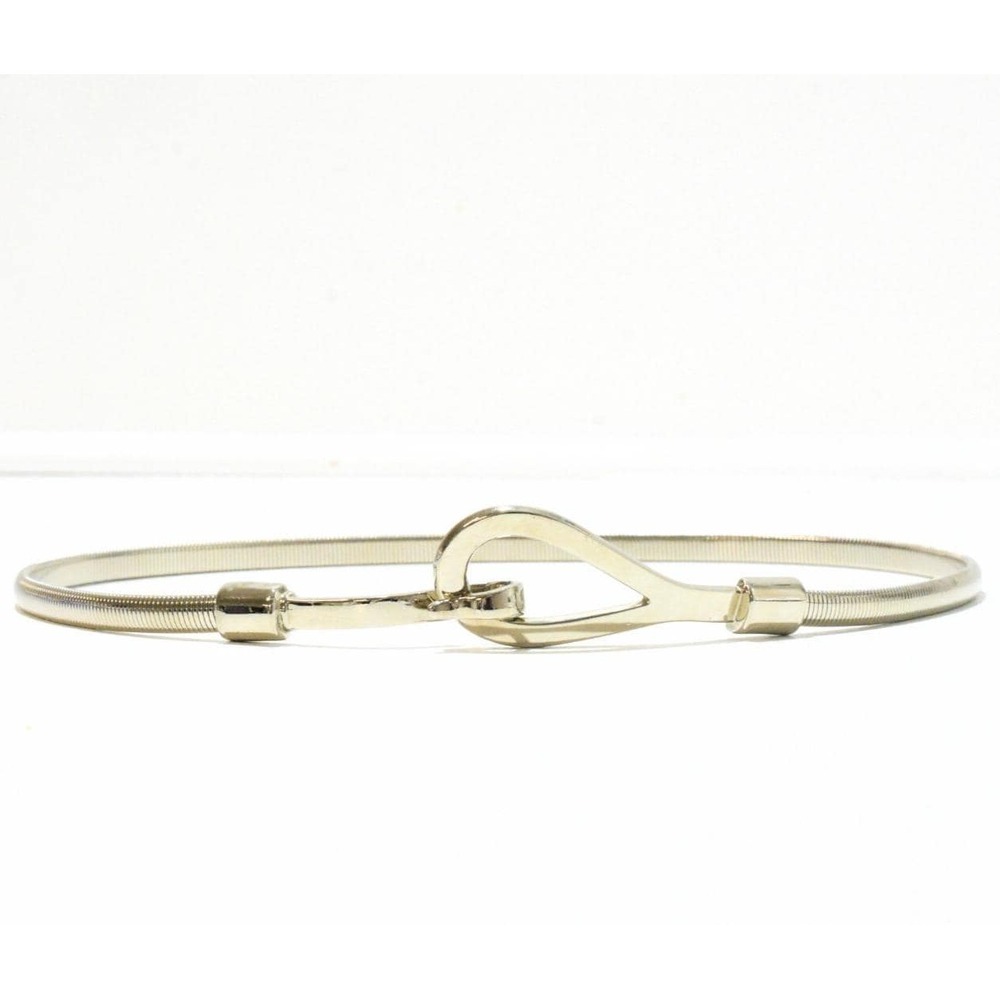 Modern Silvertone Stretch Belt Womens M Silver Metal Chain Minimalist Hook
